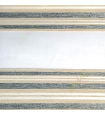 Grey cream beige color horizontal stripes with transparent net fabric embossed pattern textured finished background zebra blind